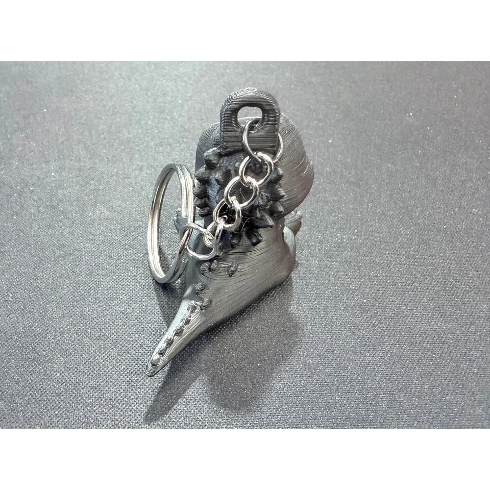 3D Printed Baby Dinosaur Keychain Metallic Charcoal Cute T-Rex Accessory